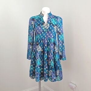 STS Sail to Sable Floral Silk and Metallic Dress